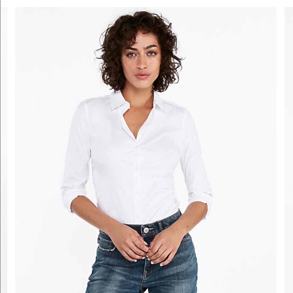 Express Fitted LongSleeve Essential Shirt Bodysuit